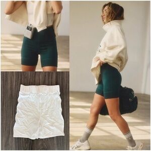 FP Movement FREE PEOPLE Victory Set Biker Shorts High Waist Ribbed White XS